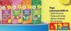 TOGO LİMONATA 200 ML fiyat ve kampanya bilgisi